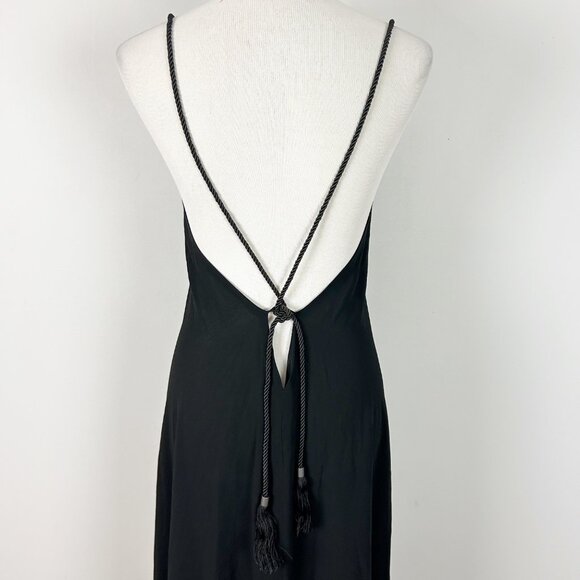Y2K Victoria's Secret Black Chiffon Long Slip Gown Open Back Size 12 Women's - Picture 4 of 5